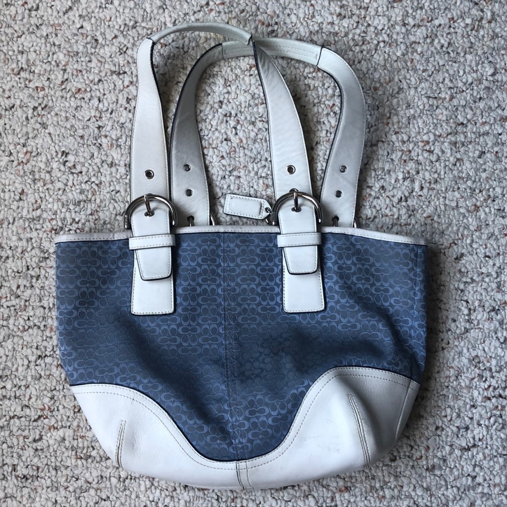 Coach white and blue handbag/shoulder bag
